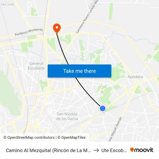 Camino Al Mezquital (Rincón de La Moraleja) to Ute Escobedo map