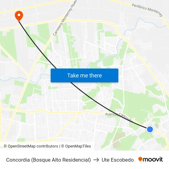 Concordia (Bosque Alto Residencial) to Ute Escobedo map
