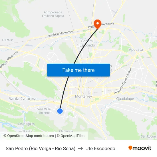 San Pedro (Río Volga - Río Sena) to Ute Escobedo map