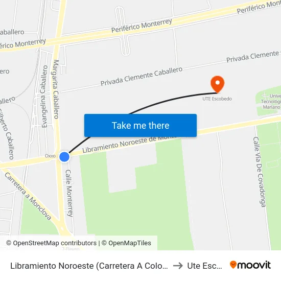 Libramiento Noroeste (Carretera A Colombia - Monterrey) to Ute Escobedo map