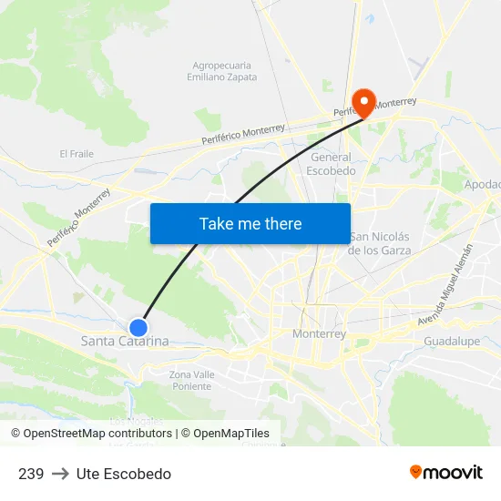 239 to Ute Escobedo map