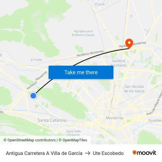 Antigua Carretera A Villa de García to Ute Escobedo map