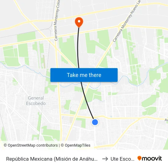 República Mexicana (Misión de Anáhuac - W. Mozart) to Ute Escobedo map