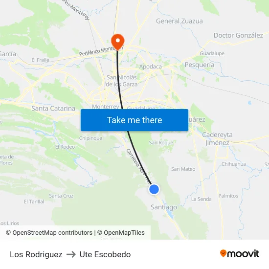 Los Rodriguez to Ute Escobedo map