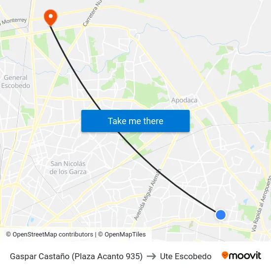 Gaspar Castaño (Plaza Acanto 935) to Ute Escobedo map