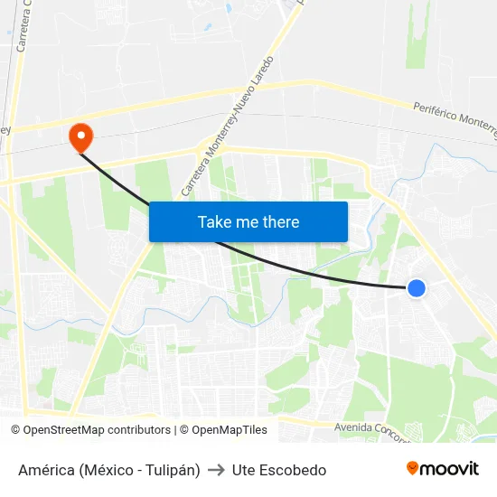 América (México - Tulipán) to Ute Escobedo map