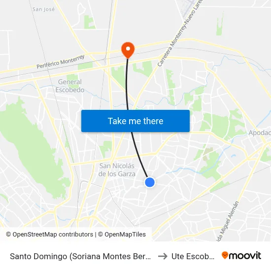 Santo Domingo (Soriana Montes Berneses) to Ute Escobedo map