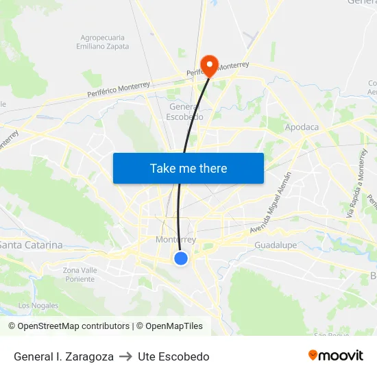 General I. Zaragoza to Ute Escobedo map