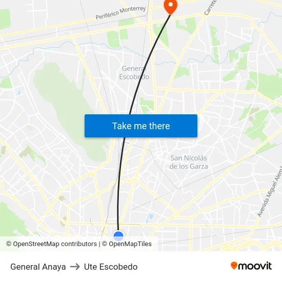 General Anaya to Ute Escobedo map