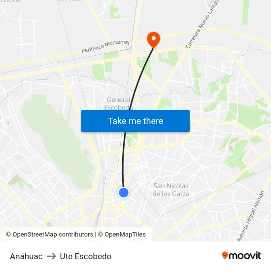 Anáhuac to Ute Escobedo map