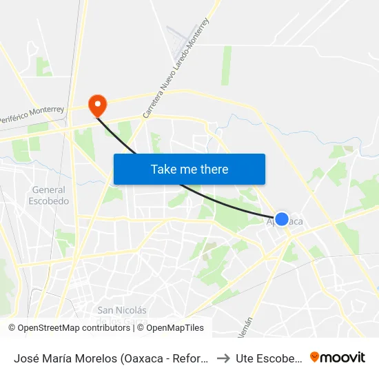 José María Morelos (Oaxaca - Reforma) to Ute Escobedo map