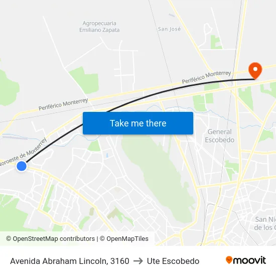 Avenida Abraham Lincoln, 3160 to Ute Escobedo map