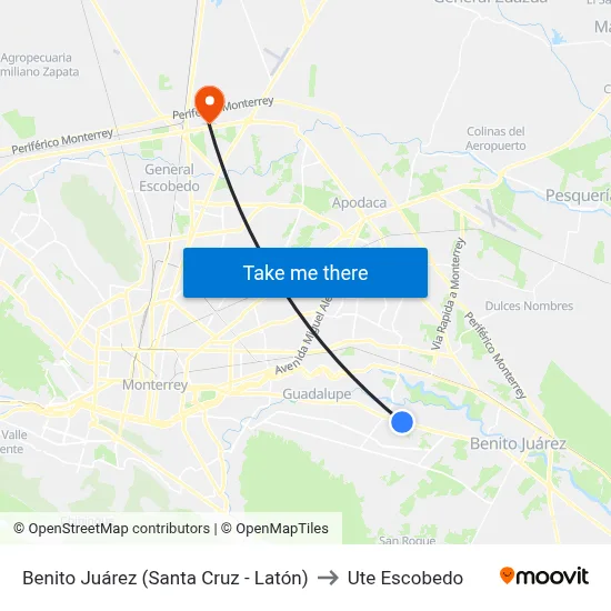 Benito Juárez (Santa Cruz - Latón) to Ute Escobedo map
