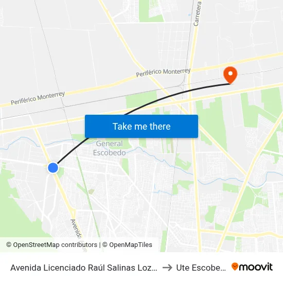 Avenida Licenciado Raúl Salinas Lozano to Ute Escobedo map