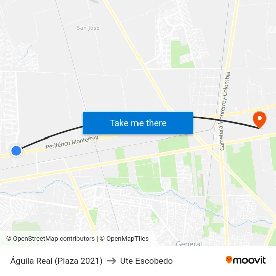 Águila Real (Plaza 2021) to Ute Escobedo map