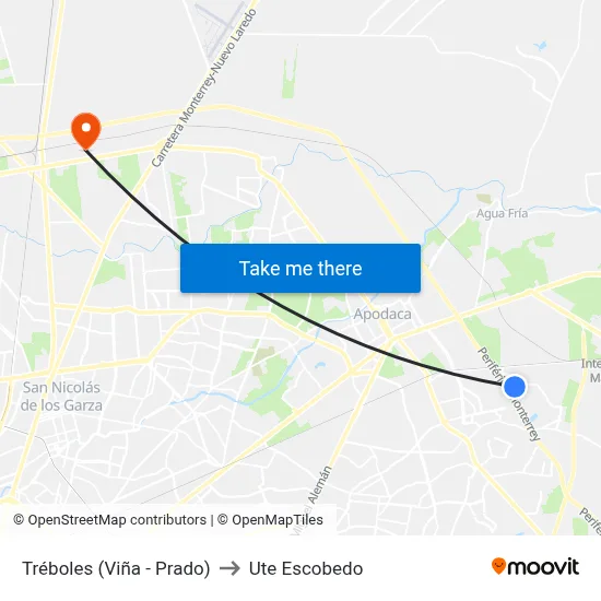 Tréboles (Viña - Prado) to Ute Escobedo map