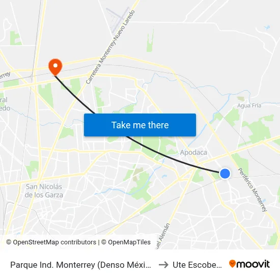 Parque Ind. Monterrey (Denso México) to Ute Escobedo map