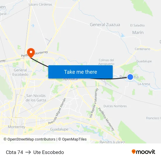 Cbta 74 to Ute Escobedo map