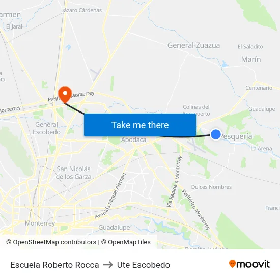 Escuela Roberto Rocca to Ute Escobedo map