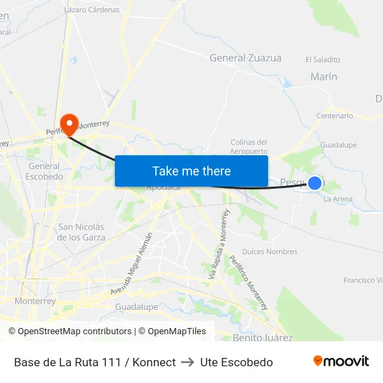 Base de La Ruta 111 / Konnect to Ute Escobedo map