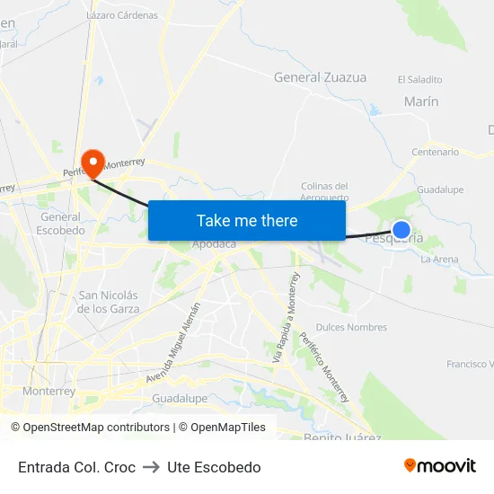 Entrada Col. Croc to Ute Escobedo map