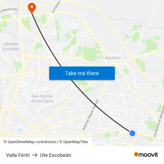Valle Fértil to Ute Escobedo map