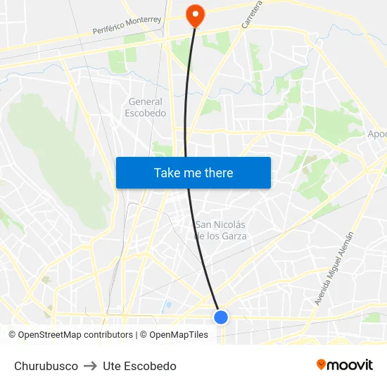 Churubusco to Ute Escobedo map