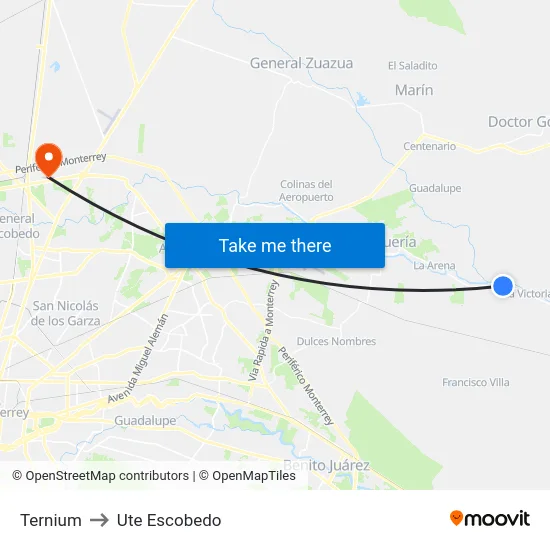 Ternium to Ute Escobedo map