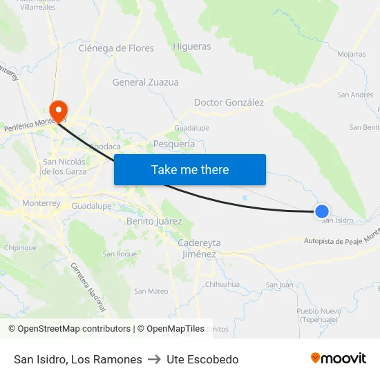 San Isidro, Los Ramones to Ute Escobedo map