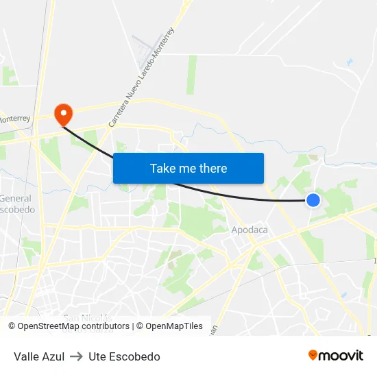 Valle Azul to Ute Escobedo map