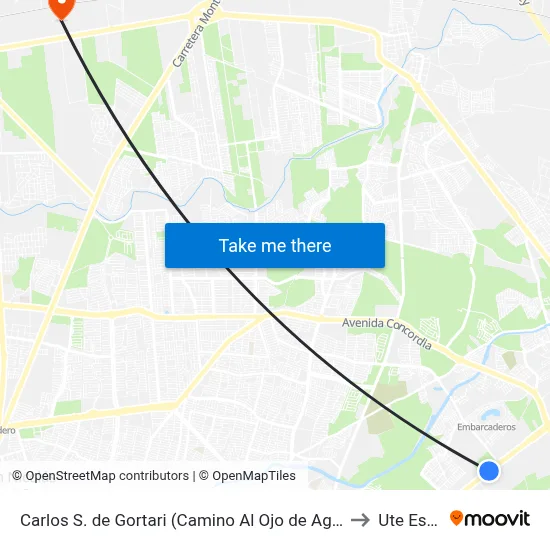 Carlos S. de Gortari (Camino Al Ojo de Agua - Hacienda San Francisco) to Ute Escobedo map