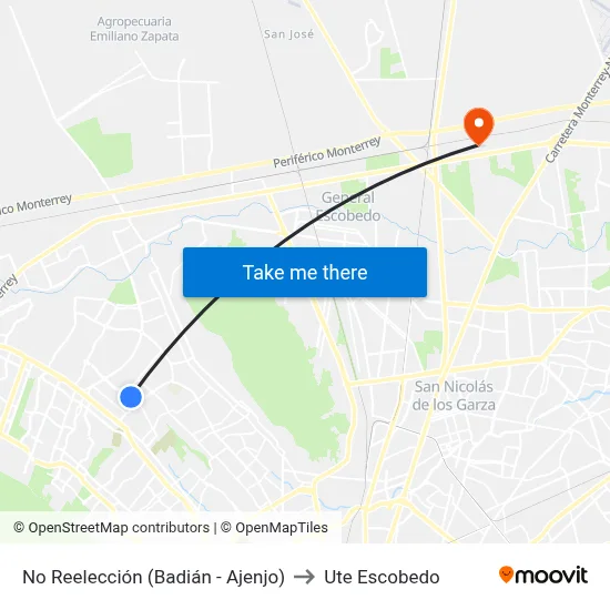No Reelección (Badián - Ajenjo) to Ute Escobedo map