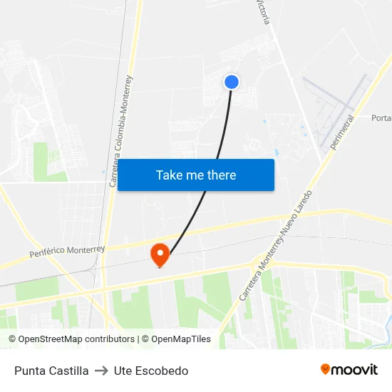 Punta Castilla to Ute Escobedo map