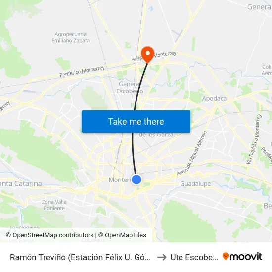 Ramón Treviño (Estación Félix U. Gómez) to Ute Escobedo map