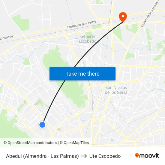 Abedul (Almendra - Las Palmas) to Ute Escobedo map