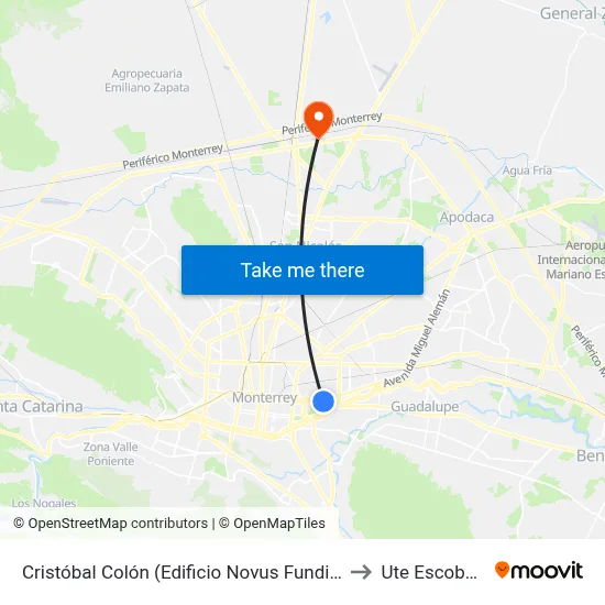 Cristóbal Colón (Edificio Novus Fundidora) to Ute Escobedo map