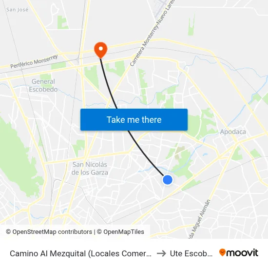Camino Al Mezquital (Locales Comerciales) to Ute Escobedo map