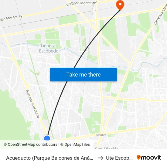 Acueducto (Parque Balcones de Anáhuac II) to Ute Escobedo map