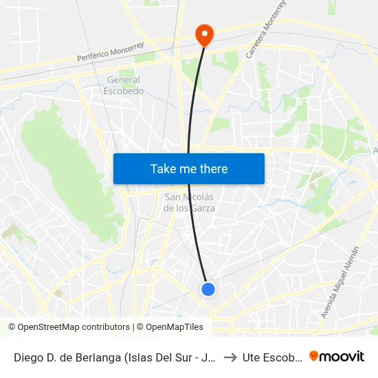 Diego D. de Berlanga (Islas Del Sur - Juventud) to Ute Escobedo map