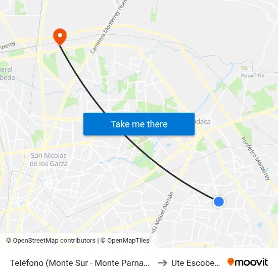 Teléfono (Monte Sur - Monte Parnaso) to Ute Escobedo map