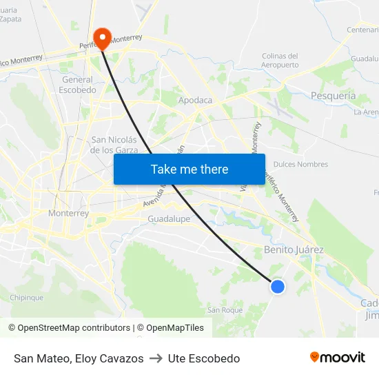 San Mateo, Eloy Cavazos to Ute Escobedo map