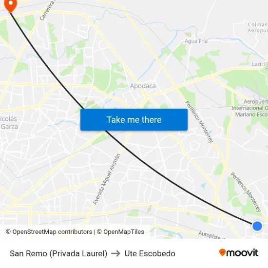 San Remo (Privada Laurel) to Ute Escobedo map