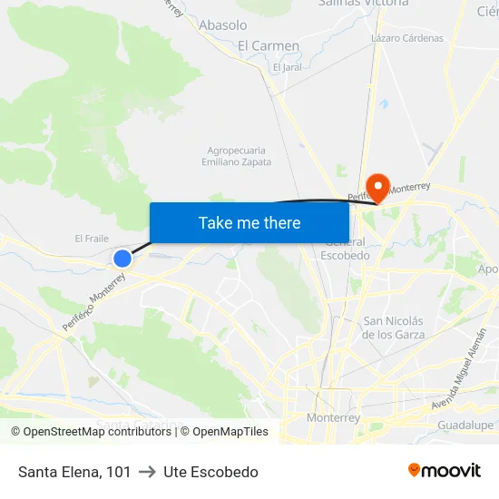 Santa Elena, 101 to Ute Escobedo map