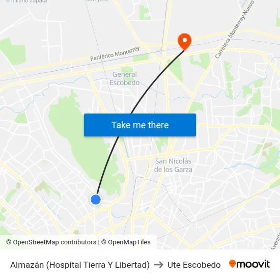 Almazán (Hospital Tierra Y Libertad) to Ute Escobedo map