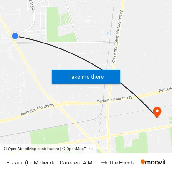 El Jaral (La Molienda - Carretera A Monclova) to Ute Escobedo map