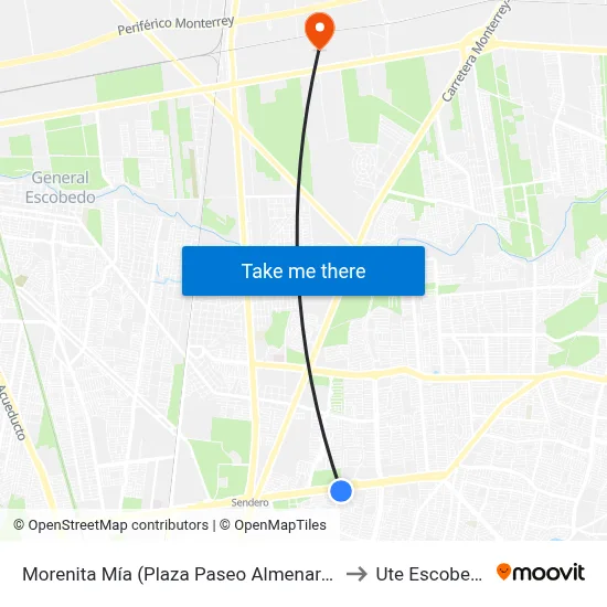 Morenita Mía (Plaza Paseo Almenares) to Ute Escobedo map
