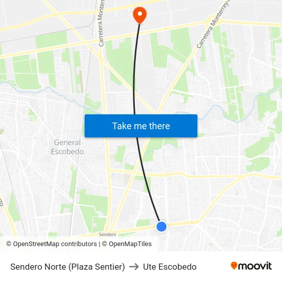 Sendero Norte (Plaza Sentier) to Ute Escobedo map