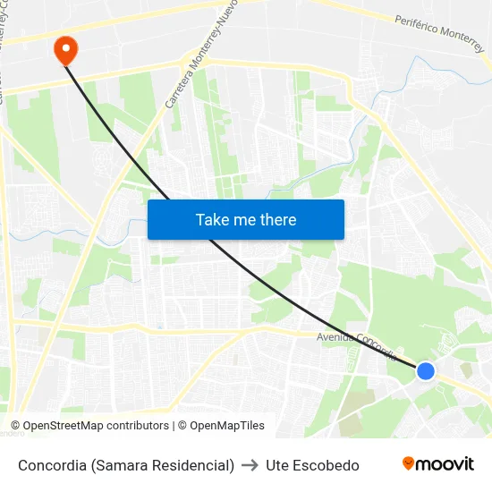 Concordia (Samara Residencial) to Ute Escobedo map