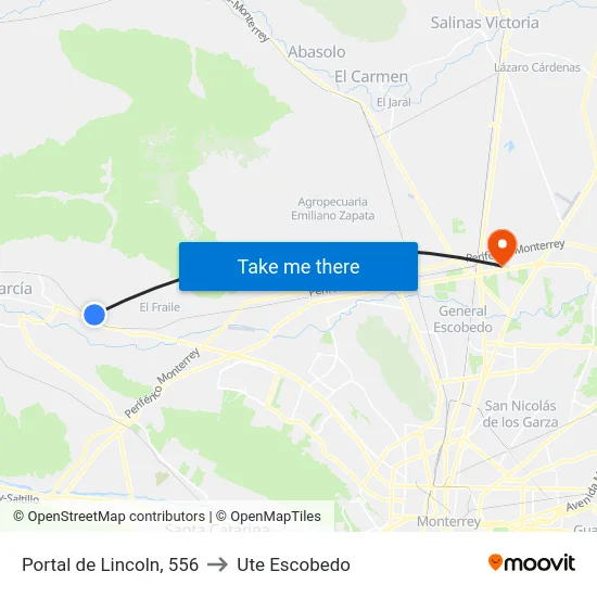 Portal de Lincoln, 556 to Ute Escobedo map