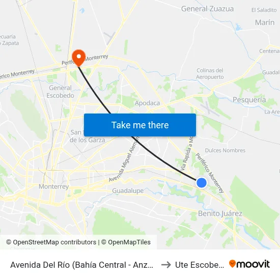 Avenida Del Río (Bahía Central - Anzures) to Ute Escobedo map